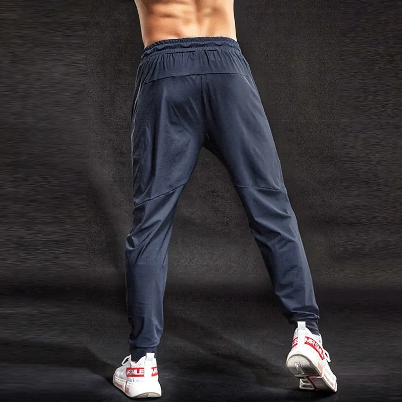 Men's Sports Running Pants Joggers Training Elastic Cylinder Active Pants Gym Workout Jogging Trousers Plus size Elastic Pants