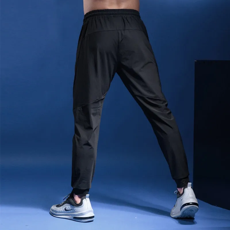 Men's Sports Running Pants Joggers Training Elastic Cylinder Active Pants Gym Workout Jogging Trousers Plus size Elastic Pants