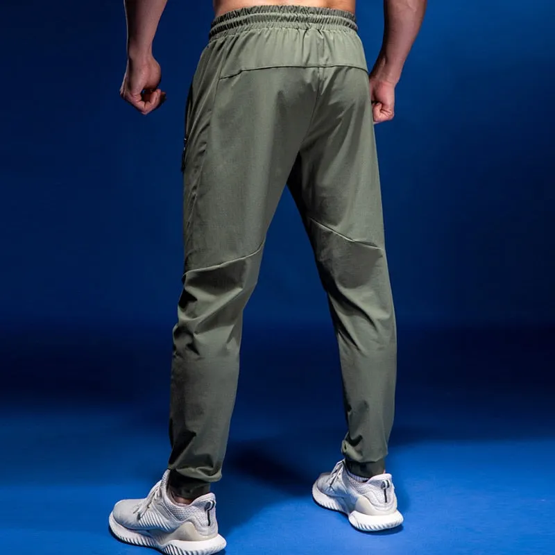 Men's Sports Running Pants Joggers Training Elastic Cylinder Active Pants Gym Workout Jogging Trousers Plus size Elastic Pants