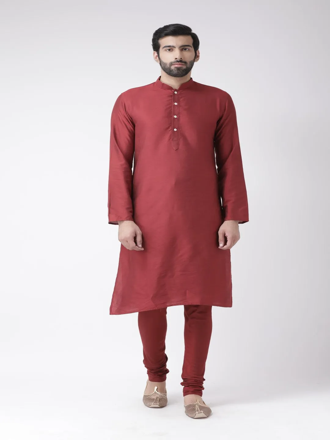 Men's Taupe Kurta Jacket Churidar Set