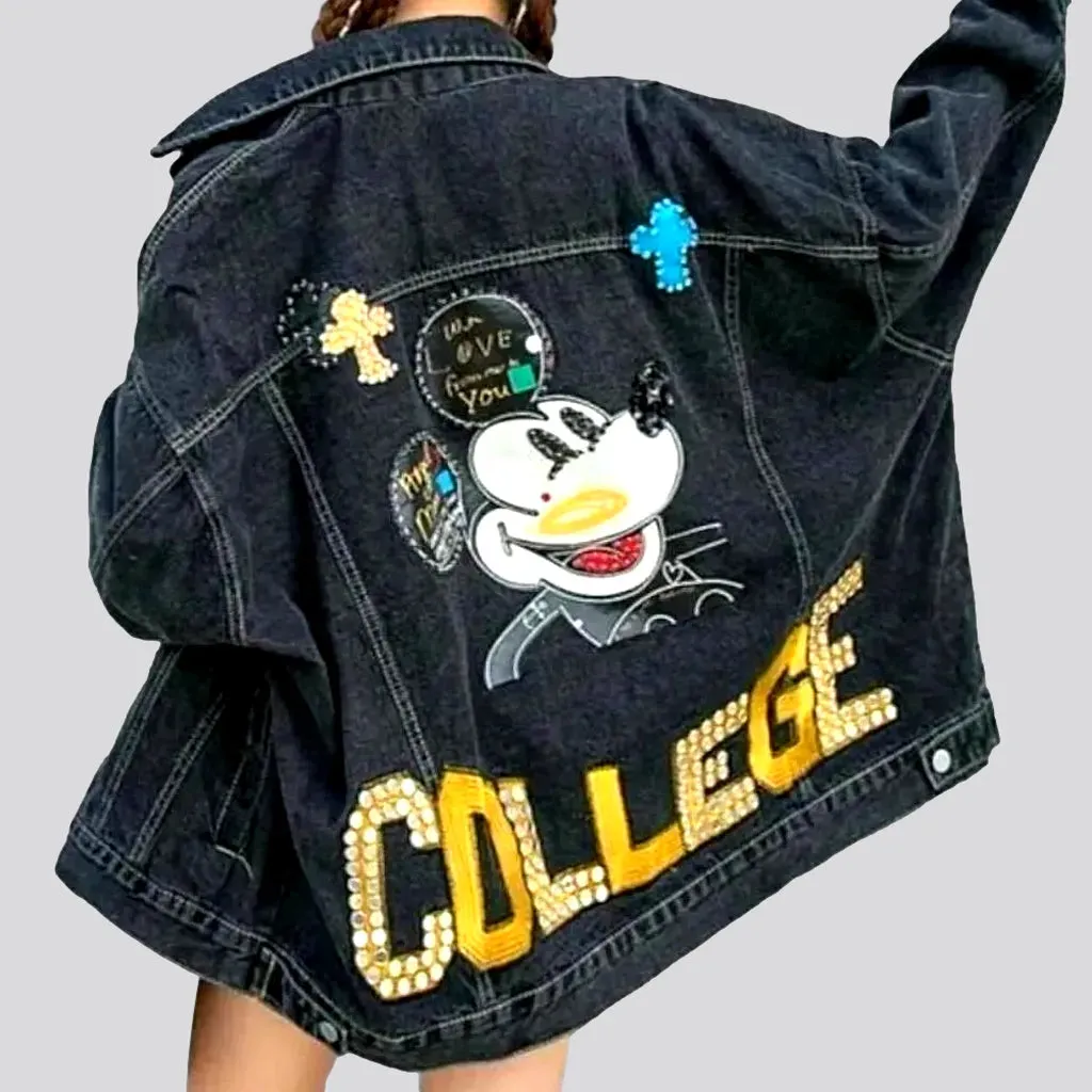 Mickey-print denim jacket
 for women