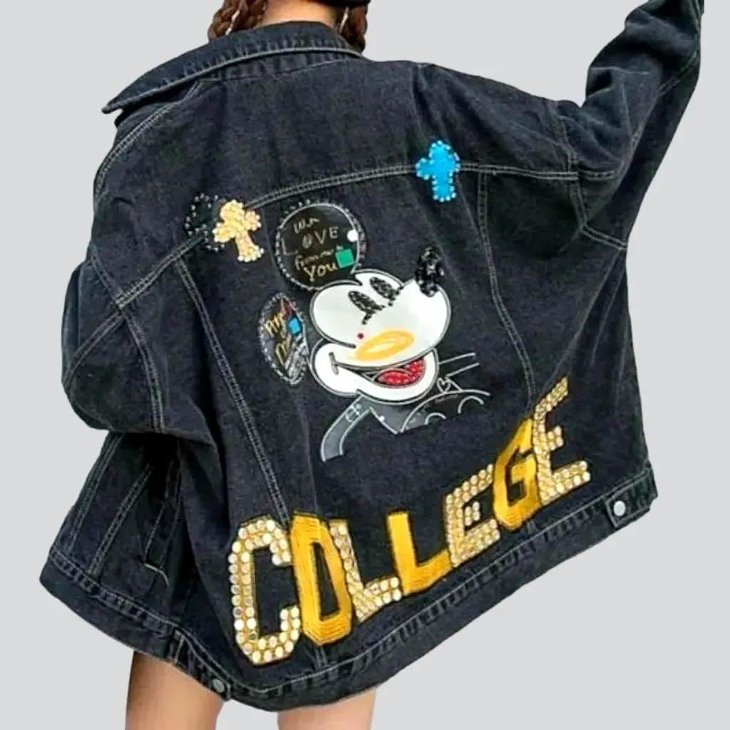 Mickey-print denim jacket
 for women