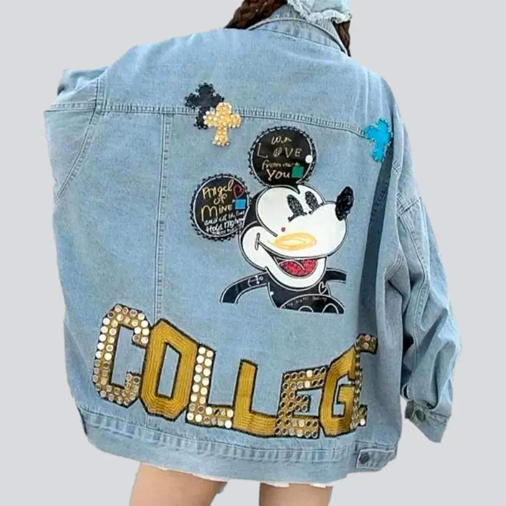 Mickey-print denim jacket
 for women