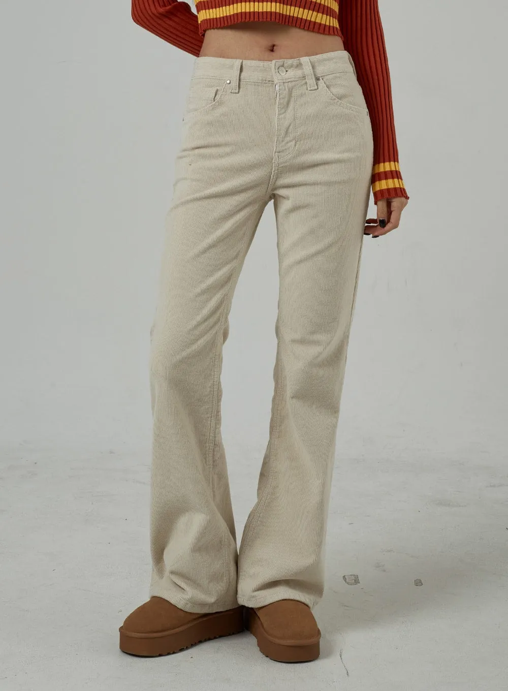 Mid-Rise Corduroy Bootcut Pants CJ306