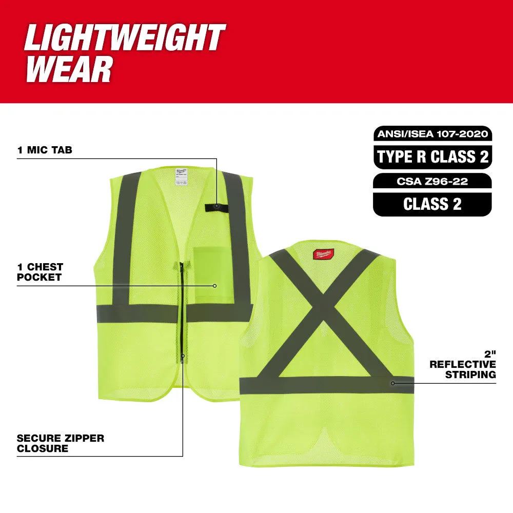 Milwaukee 48-73-2251 Class 2 High Visibility Yellow Mesh One Pocket Safety Vest - S/M (CSA)