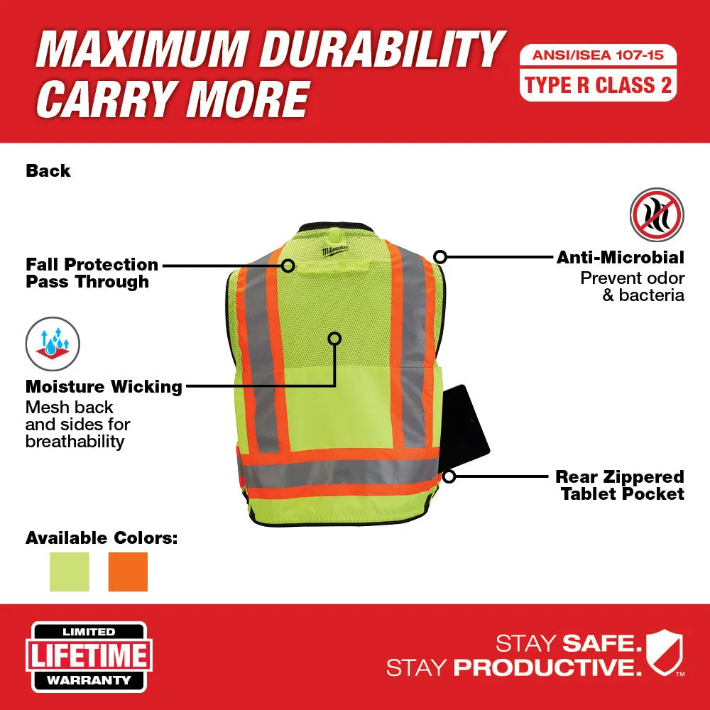 Milwaukee 48-73-5162 Class 2 Surveyor's High Visibility Yellow Safety Vest - L/XL