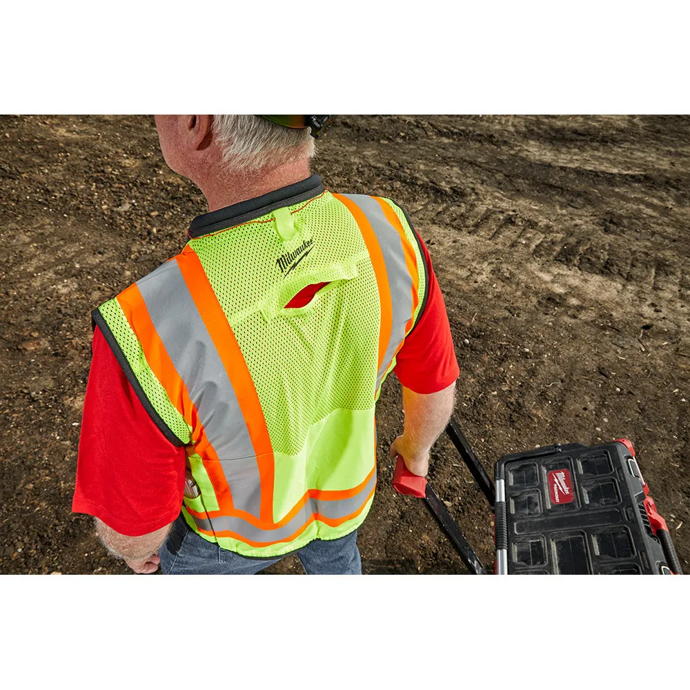 Milwaukee 48-73-5162 Class 2 Surveyor's High Visibility Yellow Safety Vest - L/XL