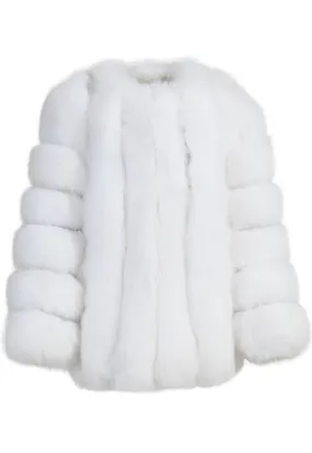 MODENA Plush Vertical Fox Fur Coat