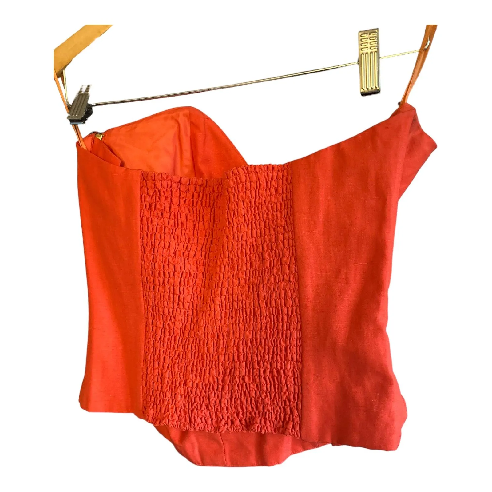 Mondi Silk & Linen Blend Orange Bustier Top UK Size 8