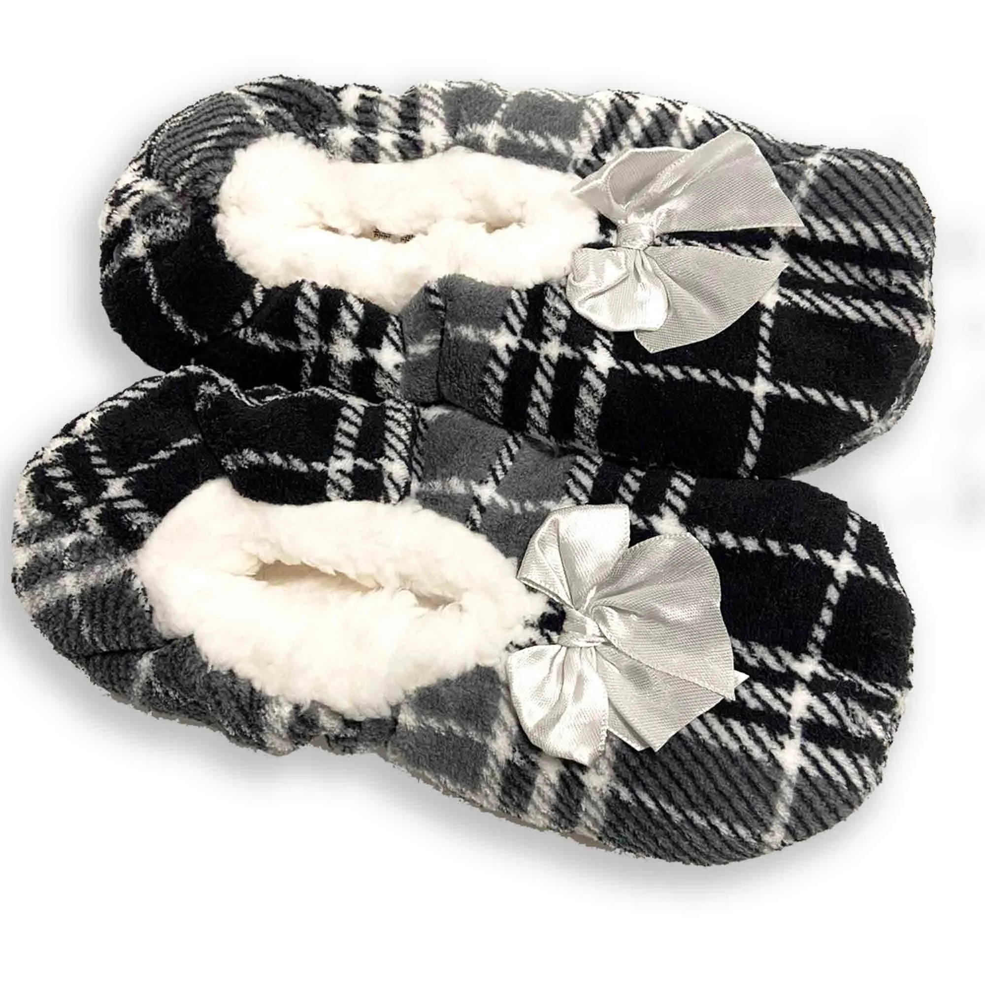 Monochrome Tartan Non Slip Ballerina Slippers