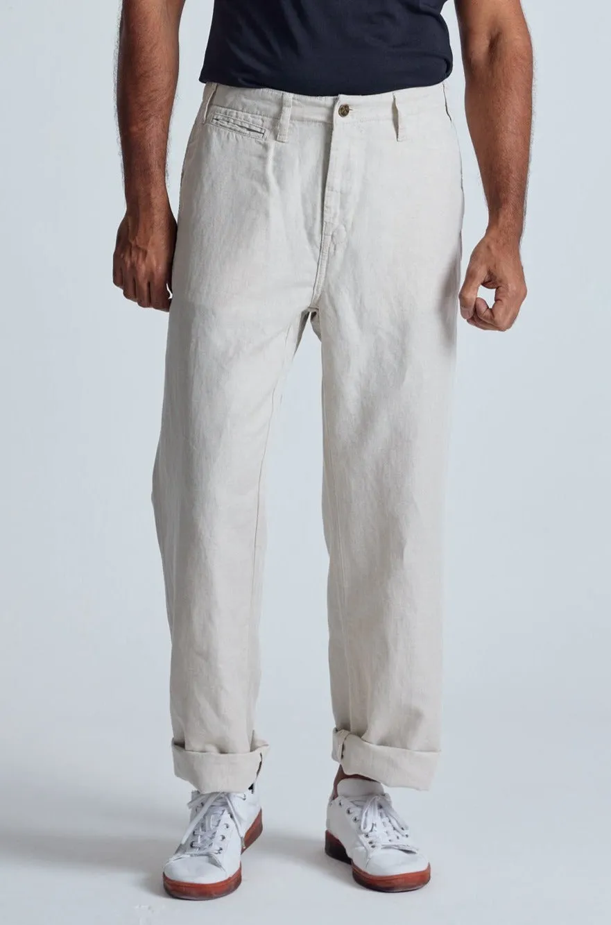 Natural The Bird Regular Fit Chino Trousers - GOTS Certified Organic Cotton and Linen