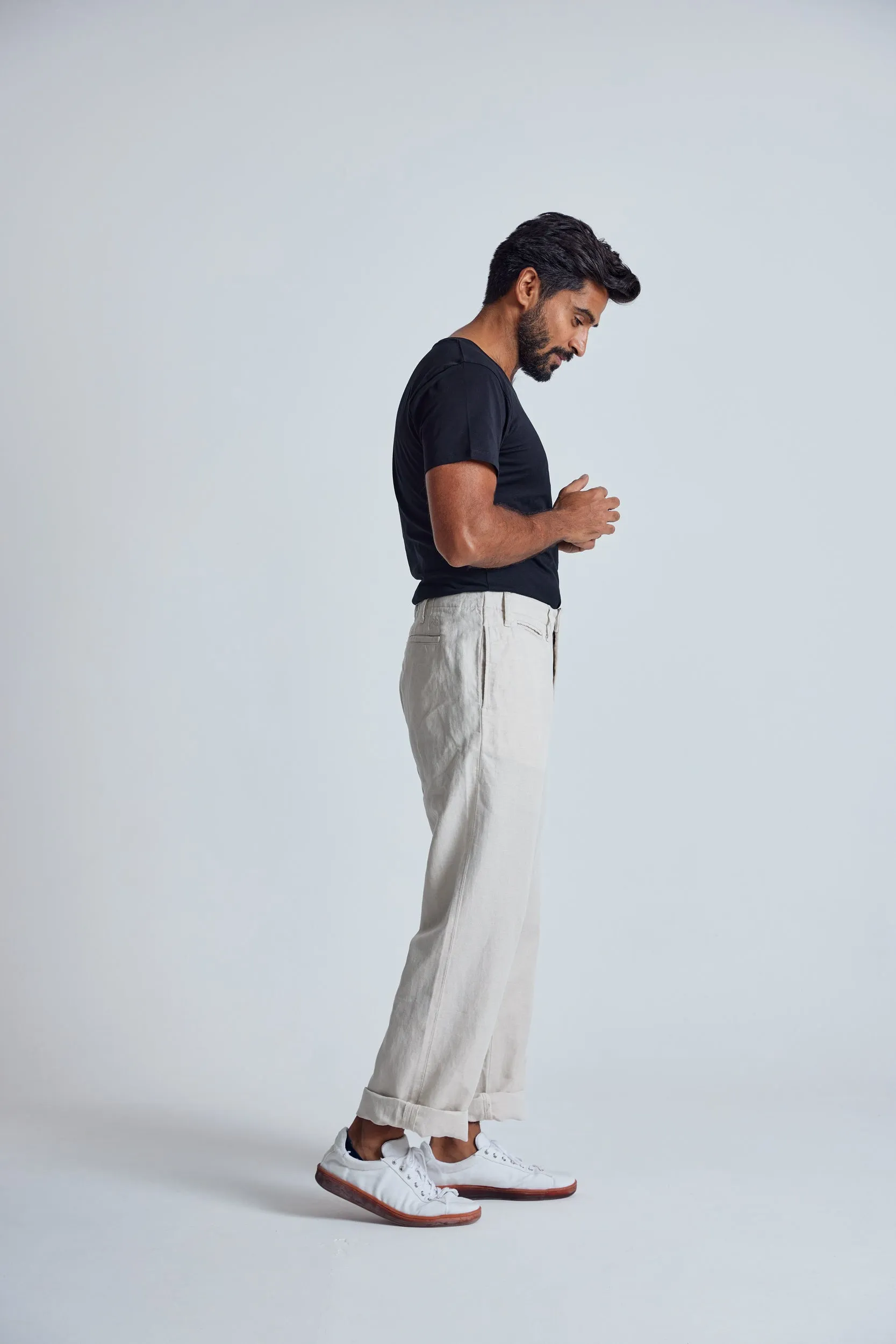 Natural The Bird Regular Fit Chino Trousers - GOTS Certified Organic Cotton and Linen