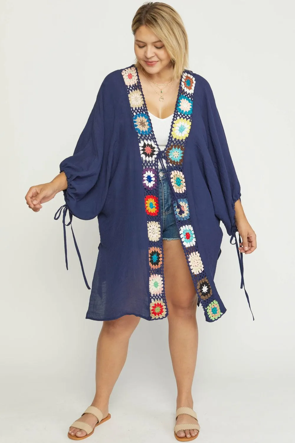 Navy Crochet Kimono