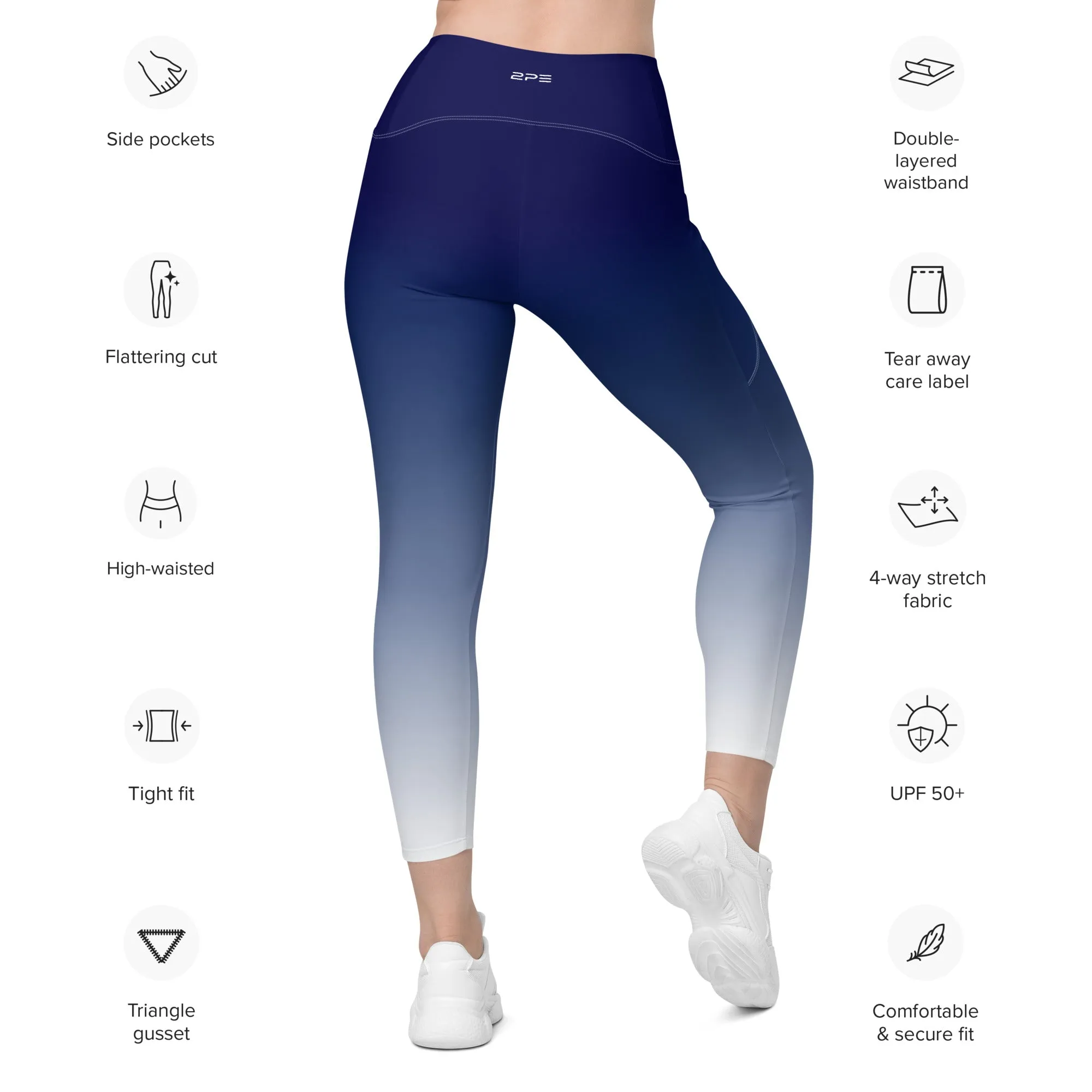 Navy Fade Leggings with pockets