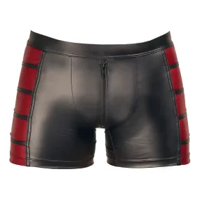 Nek Stretchy Black and Red Matte Look Pants with Zip Opening