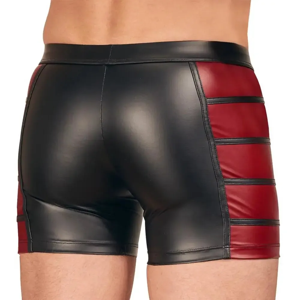 Nek Stretchy Black and Red Matte Look Pants with Zip Opening