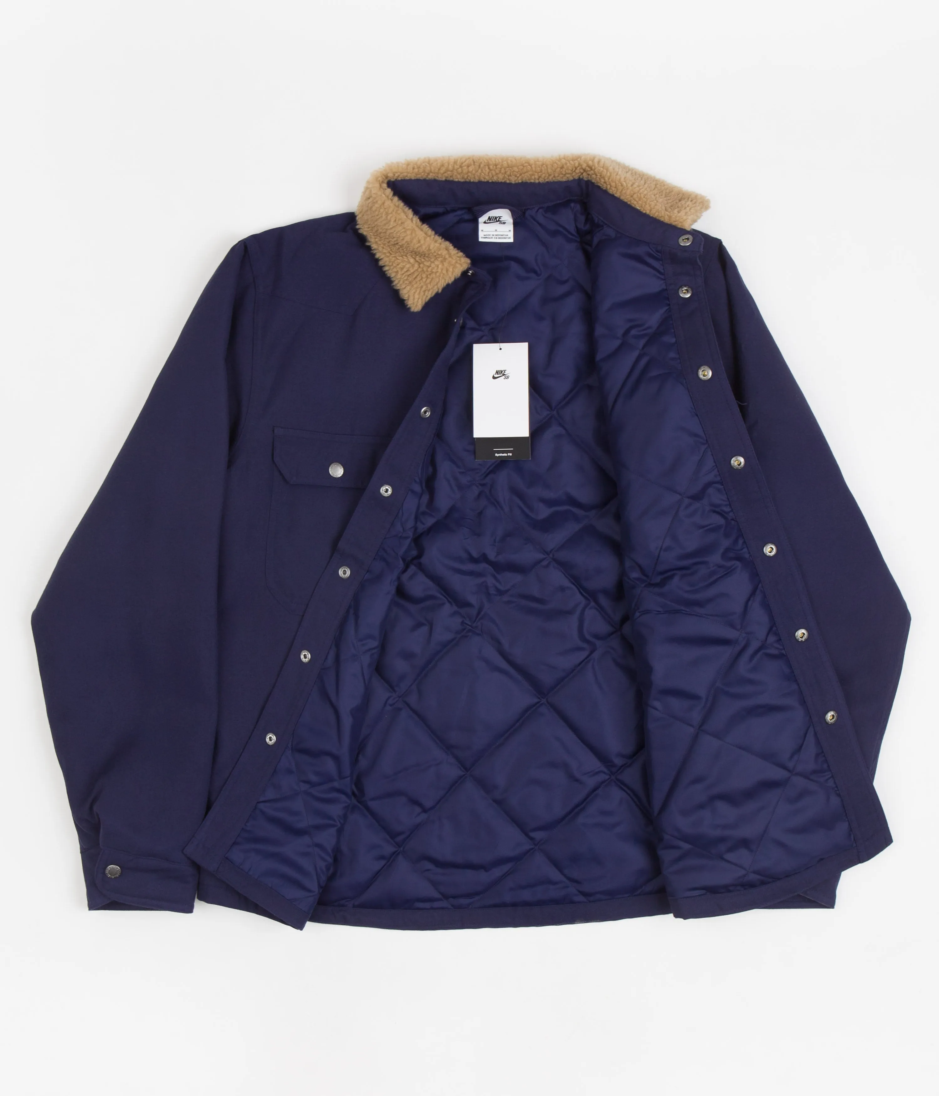 Nike SB Padded Flannel Jacket - Midnight Navy / Dark Driftwood / White