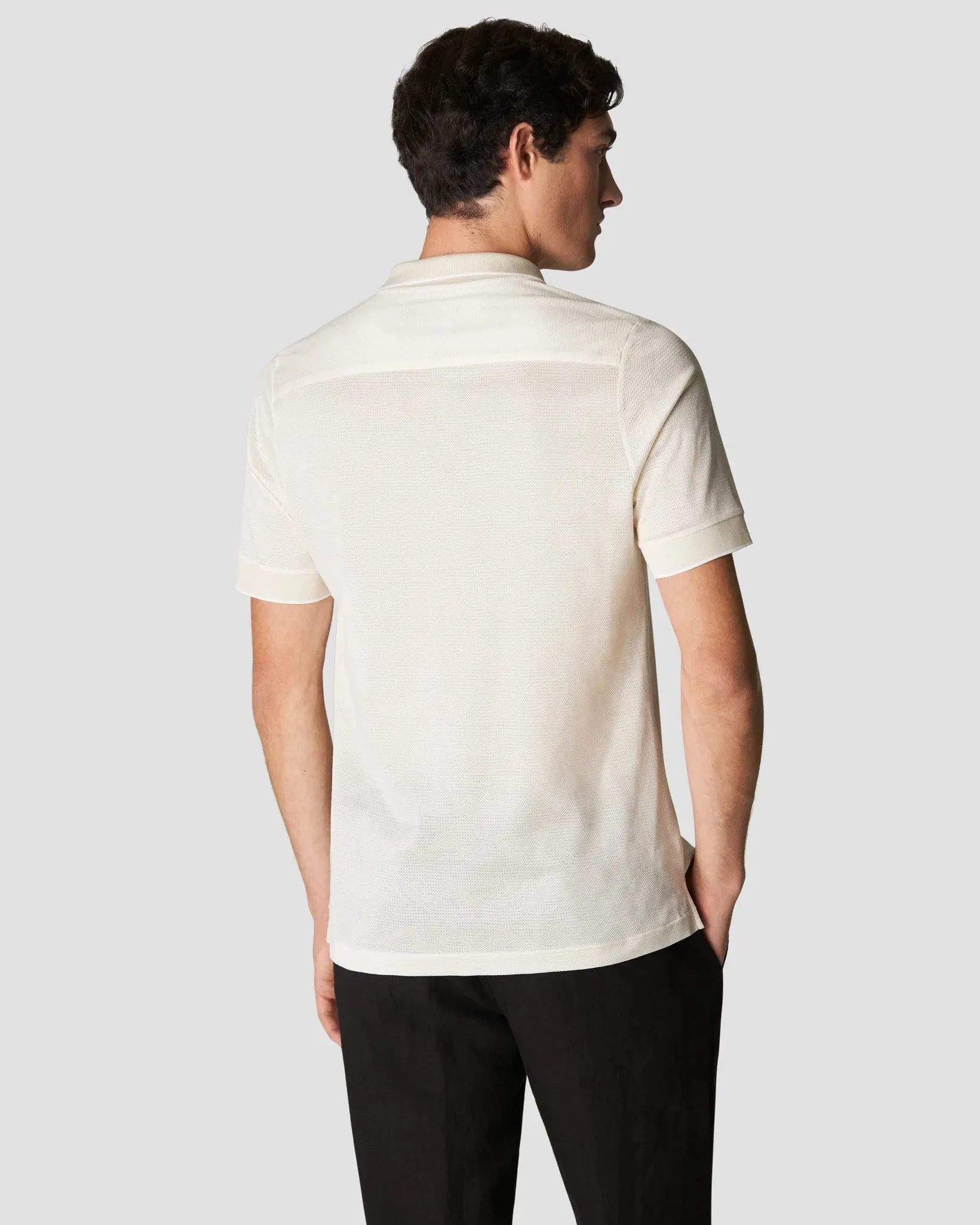 Off-White Knit Collar Filo di Scozia Polo Shirt - ETON