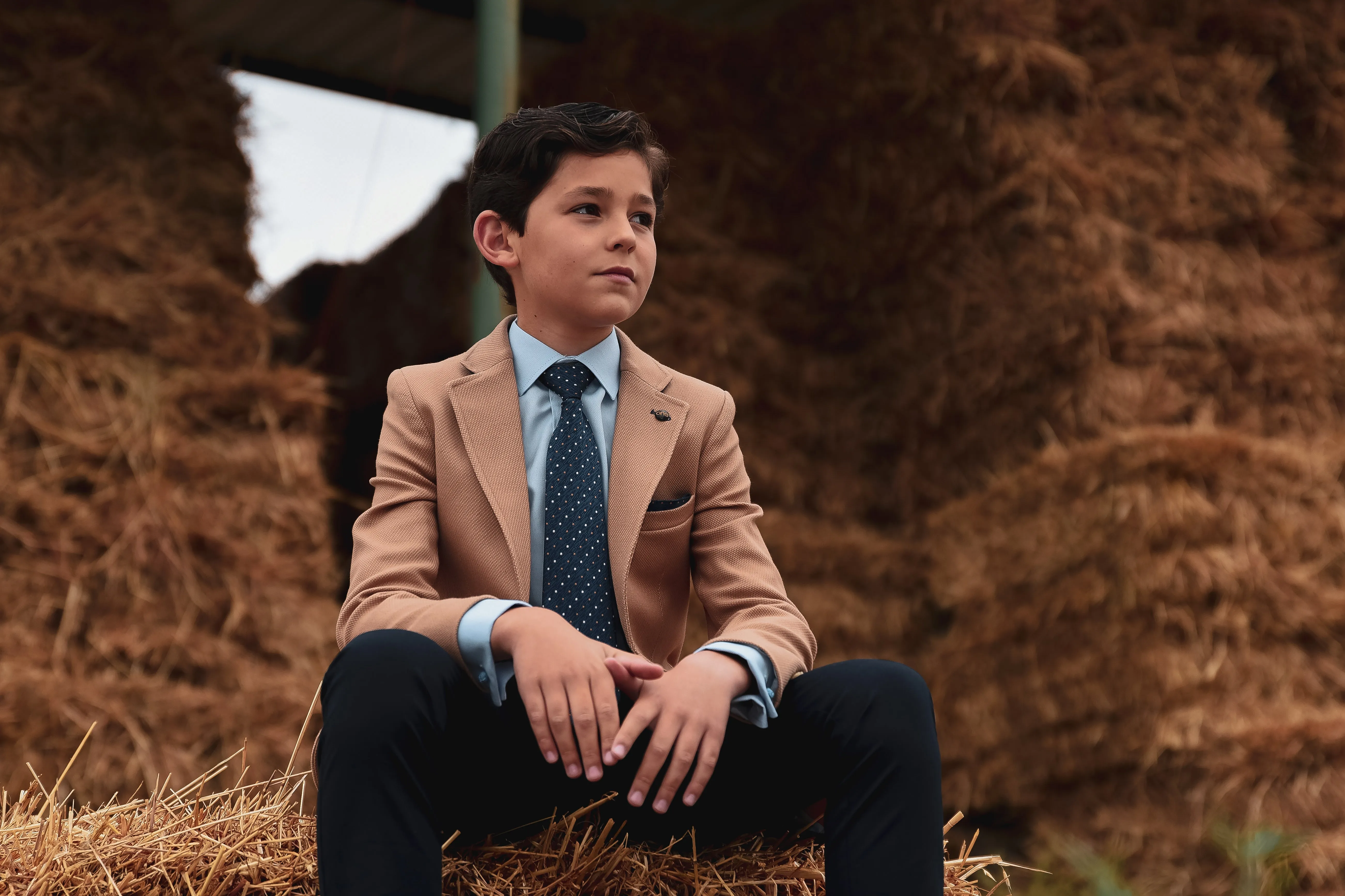 One Varones Boys Camel Blazer