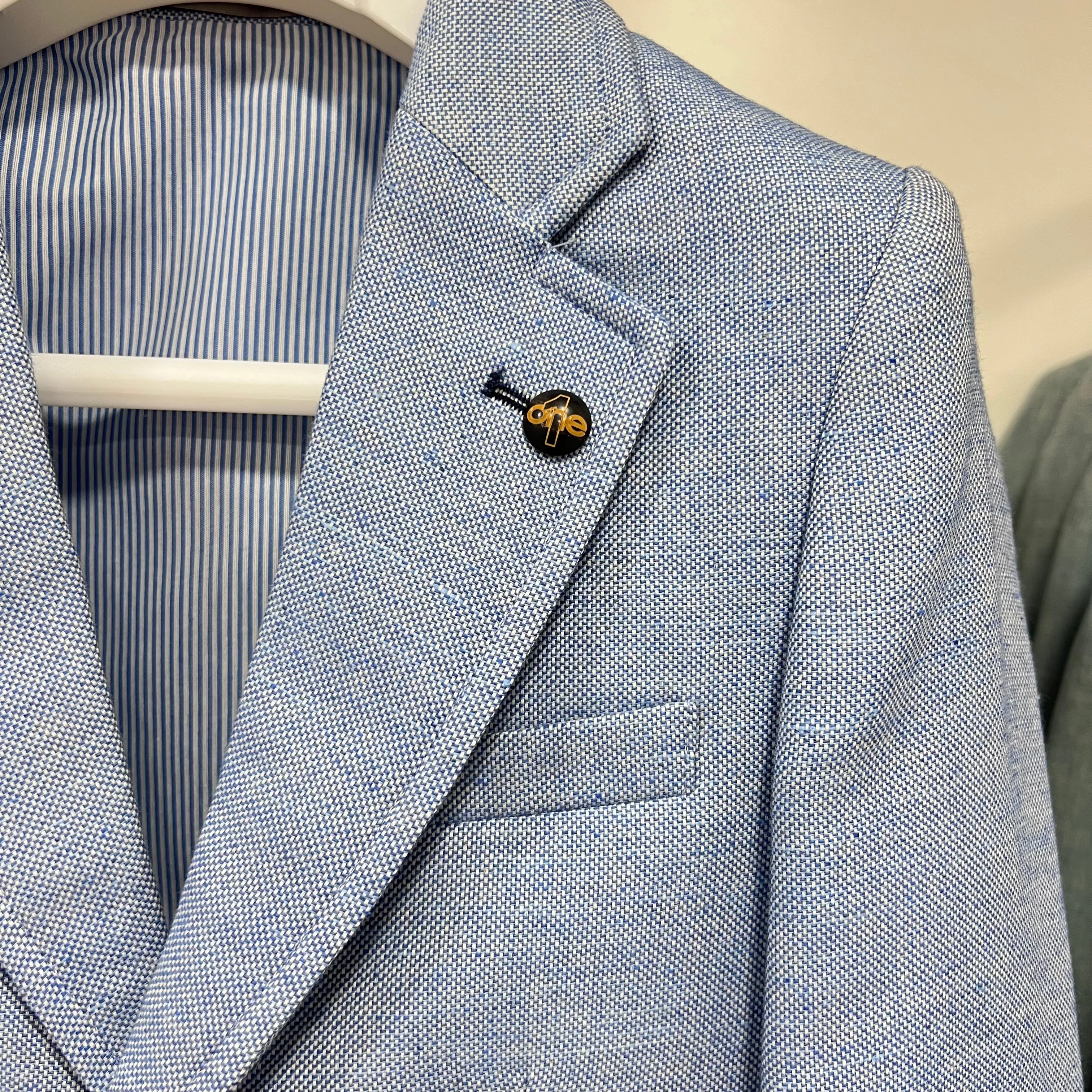 One Varones Boys Pale Blue With Navy Pocket Detailing Blazer