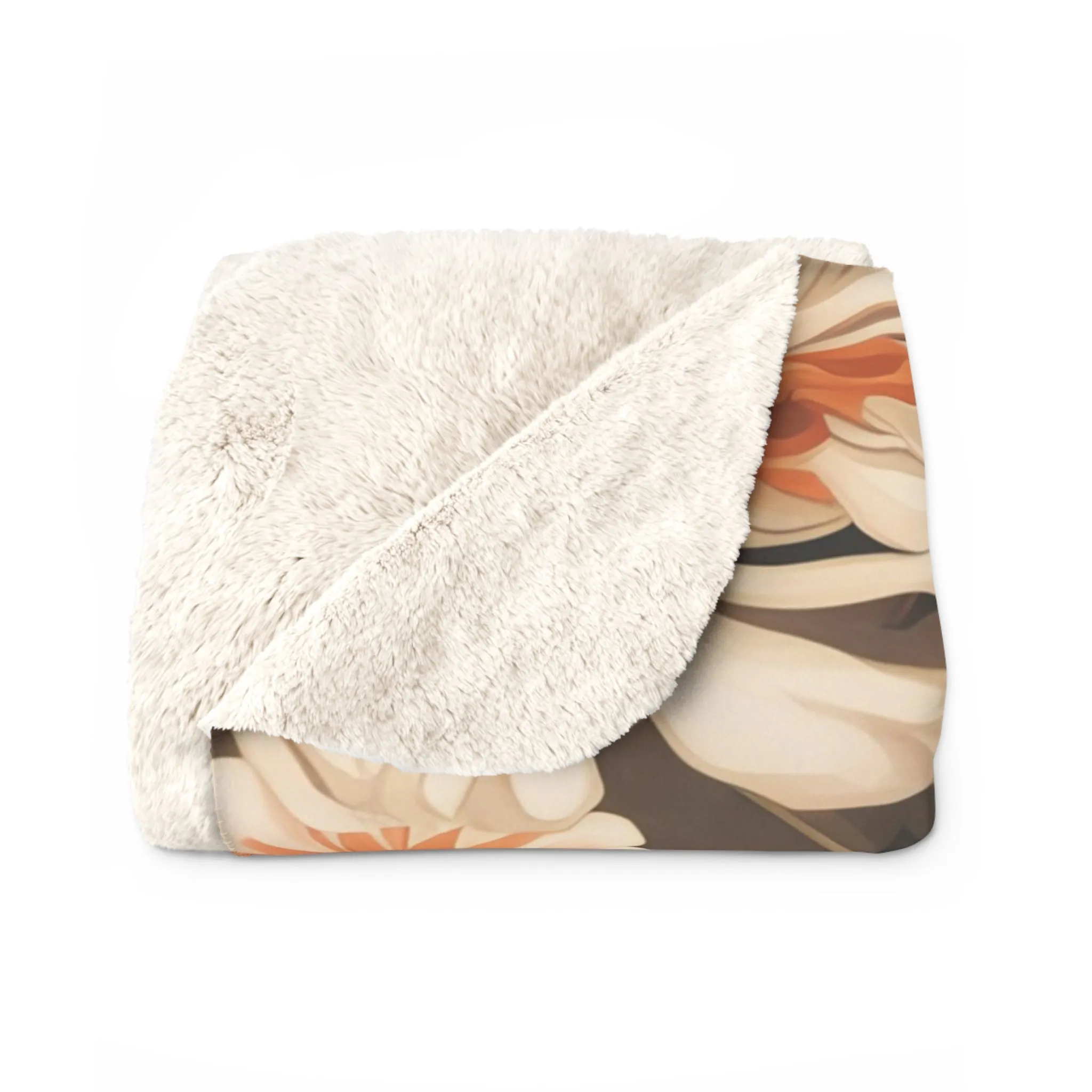 Orange Flowers, Sherpa Fleece Blanket for Cozy Warmth, 50"x60"