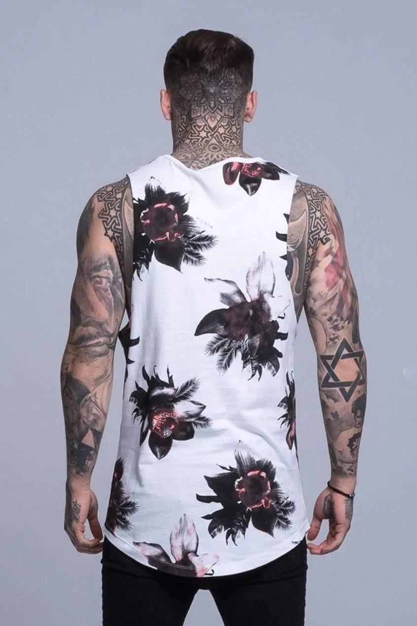 Orchid Print Rock Men's Vest - White