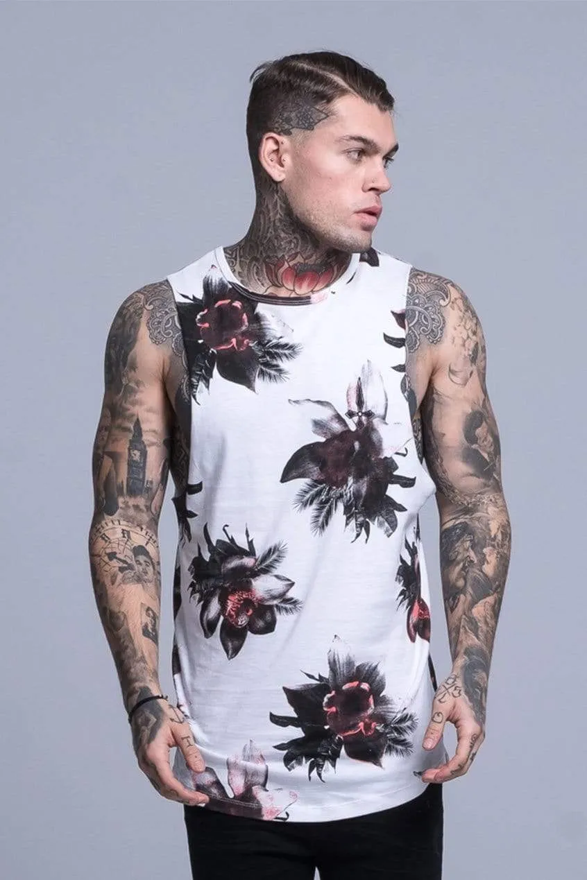 Orchid Print Rock Men's Vest - White