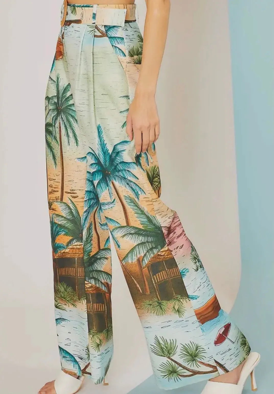 Palm Print Pants