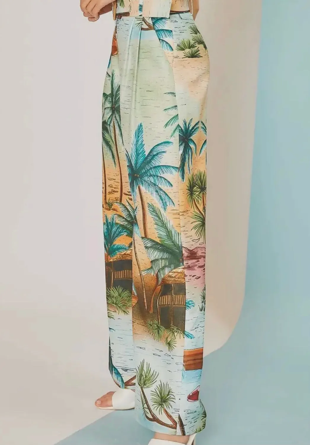 Palm Print Pants