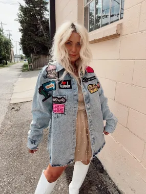 Patchwork Acid Wash Denim Jacket