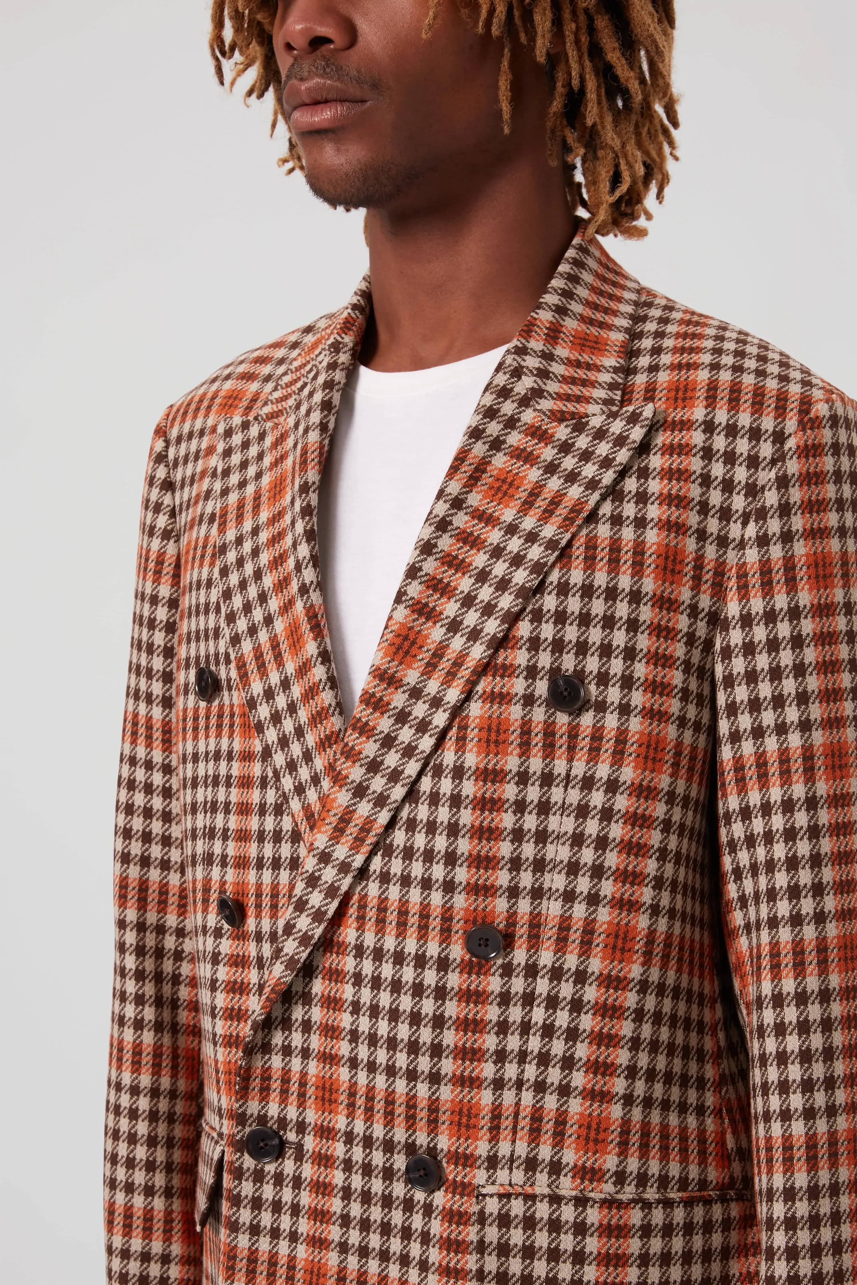 Pires Oversized Beige Check Jacket - ARCHIVE