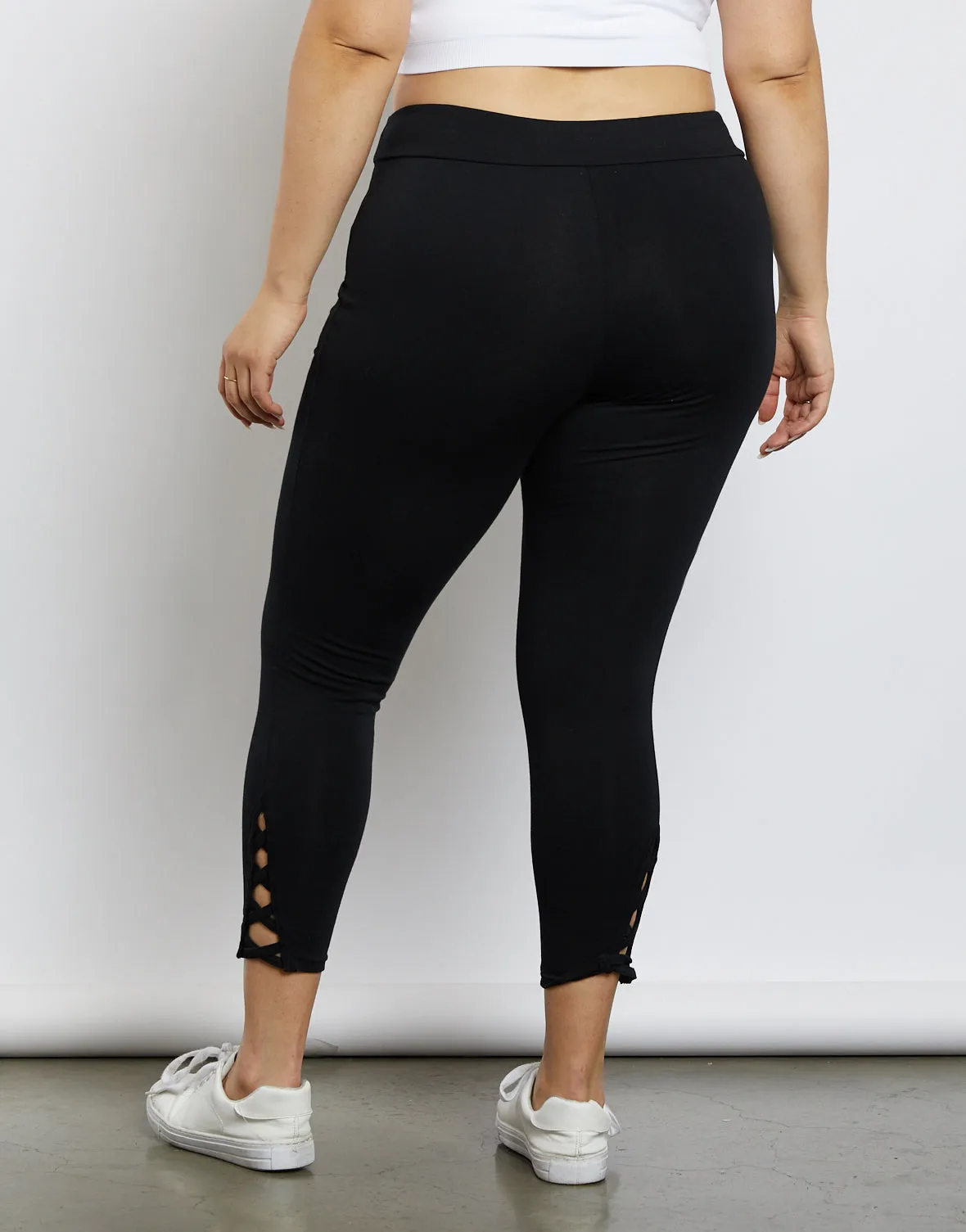 Plus Size Criss Cross Black Leggings