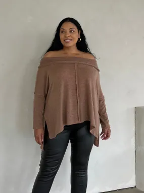 Plus Size Folded Off The Shoulder Sweater