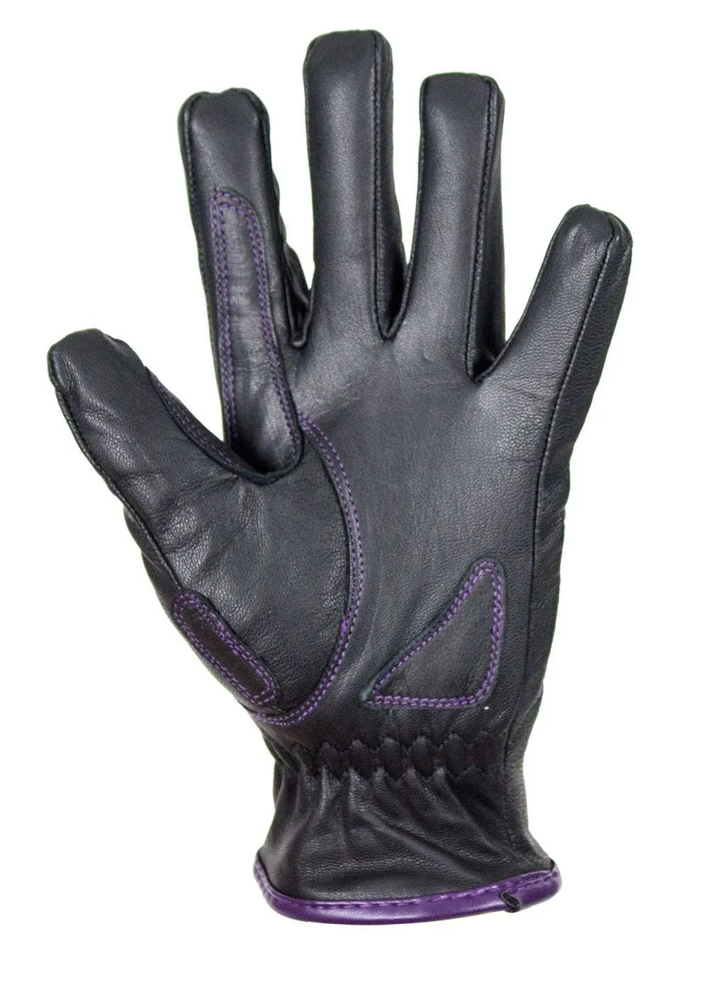 Purple-Heart Graphic Embroidered Leather Gloves, GLZ106-EBL1-PURP-DL