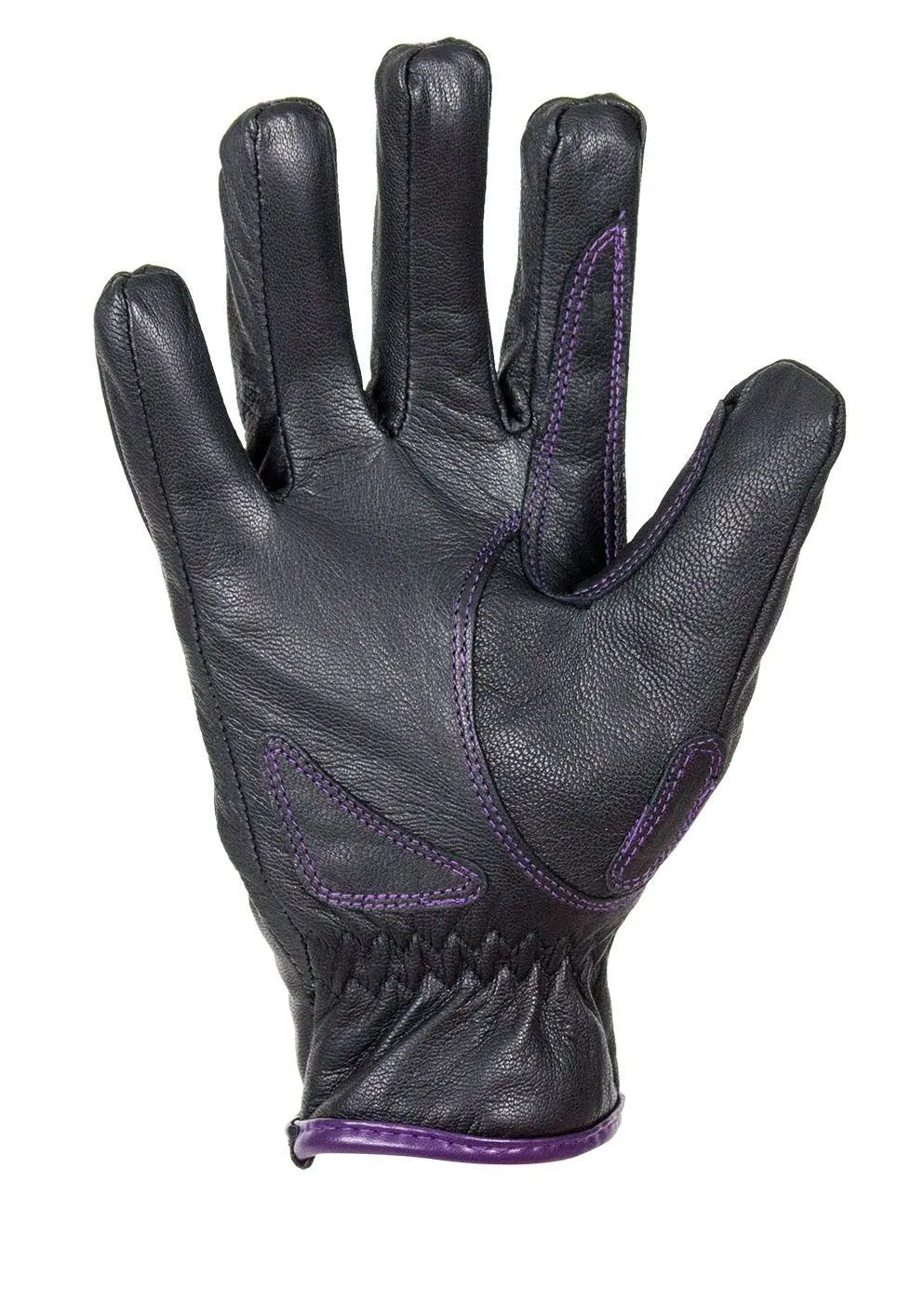 Purple-Heart Graphic Embroidered Leather Gloves, GLZ106-EBL1-PURP-DL