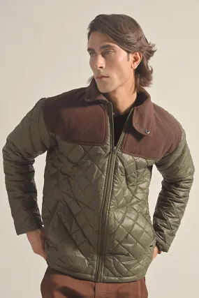 Quilted Puffer Jacket - Olive Green