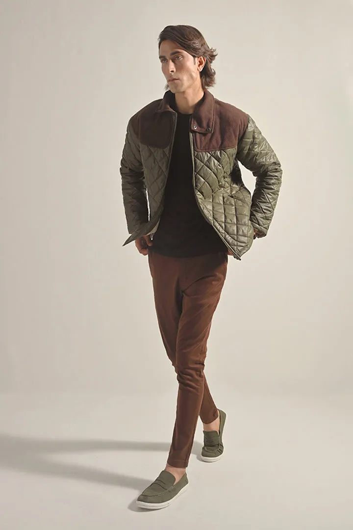 Quilted Puffer Jacket - Olive Green