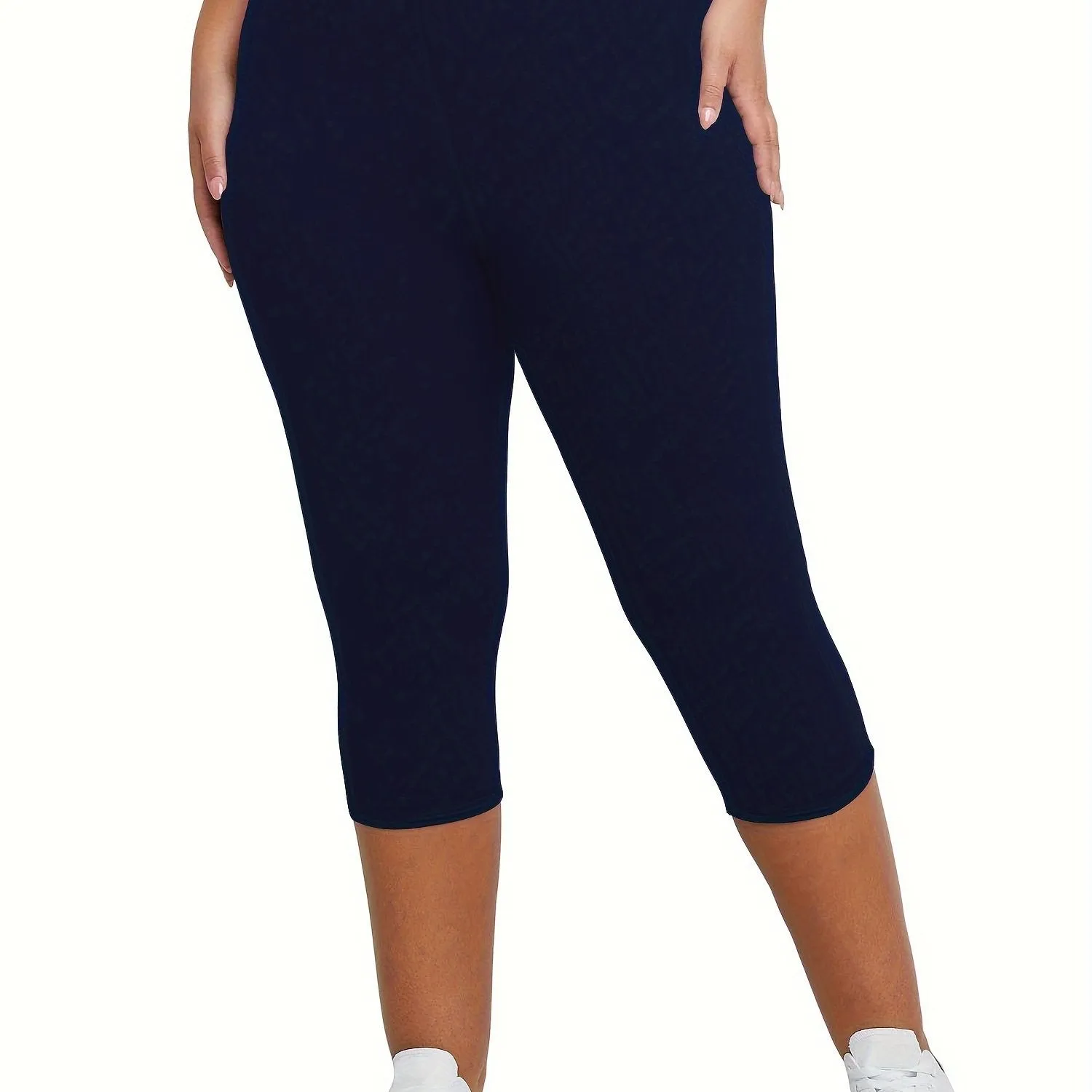 "Curve Flex: Plus Size High Rise High Stretch Solid Capri Leggings for Active Women"