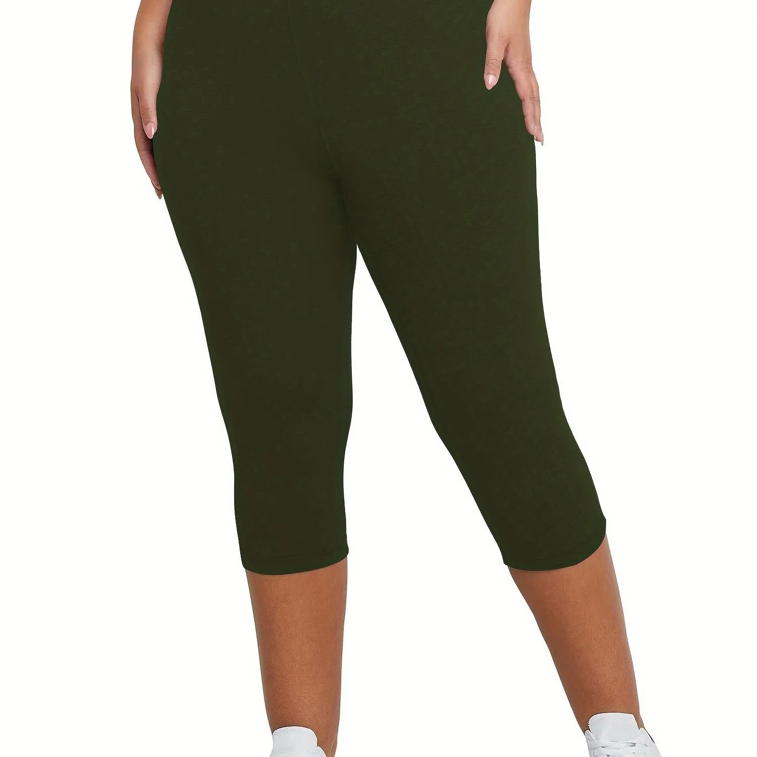 "Curve Flex: Plus Size High Rise High Stretch Solid Capri Leggings for Active Women"