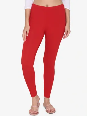 Red ankle length leggings