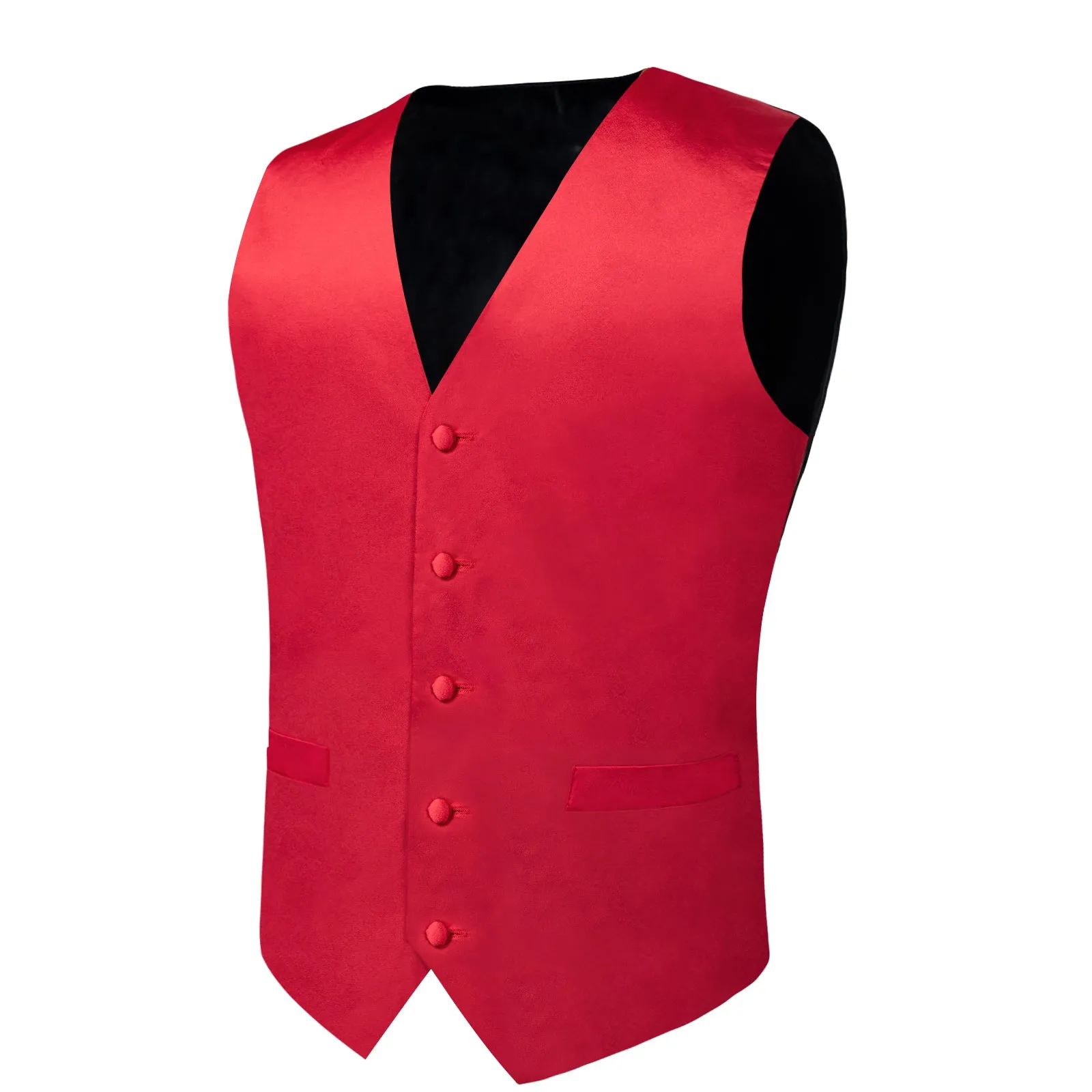 Red Solid Silk Men's Vest Single Vest