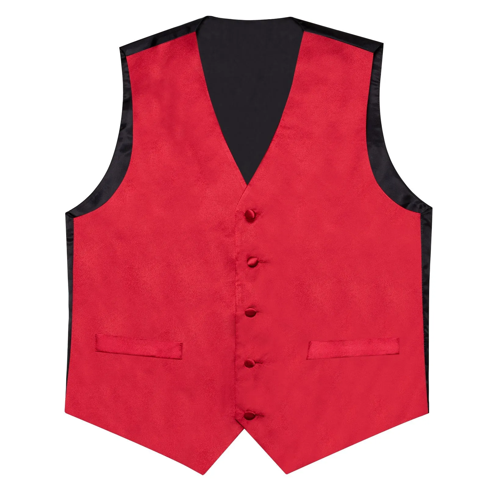 Red Solid Silk Men's Vest Single Vest