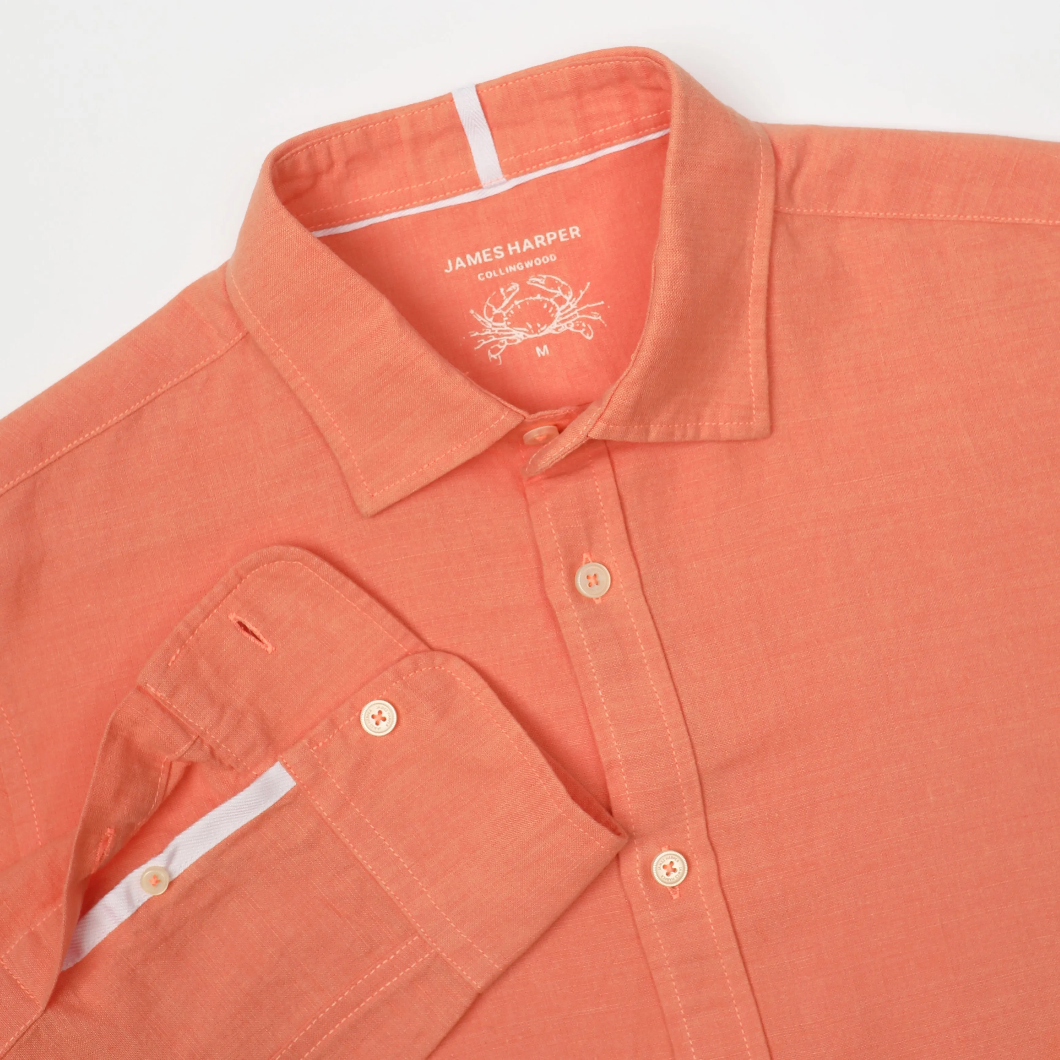 Relaxed Fit Coral Linen Shirt