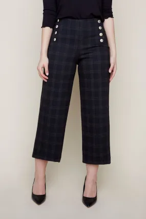 Renuar Plaid Wide Leg Crop Pants