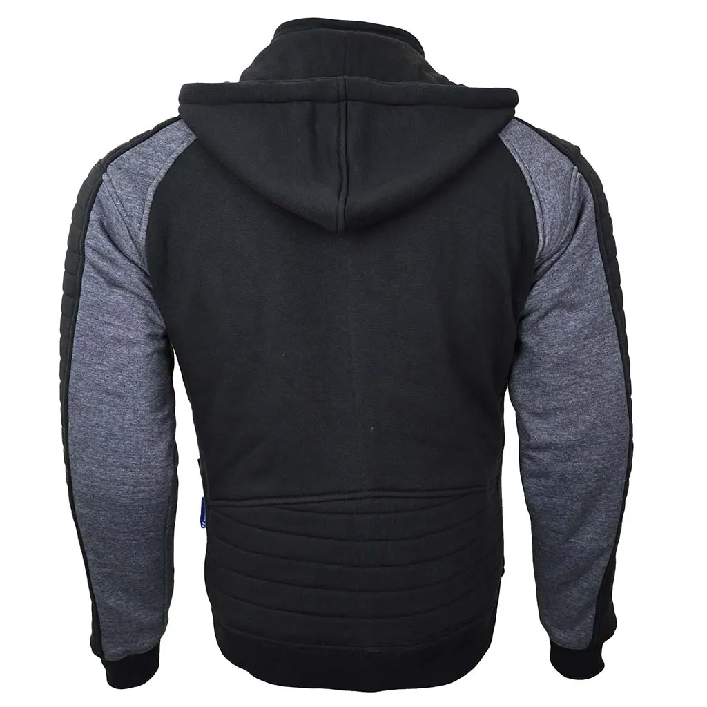 RIDERACT® Mens Motorcycle Hoodie Grey Black Hoodie Warden Reinforced