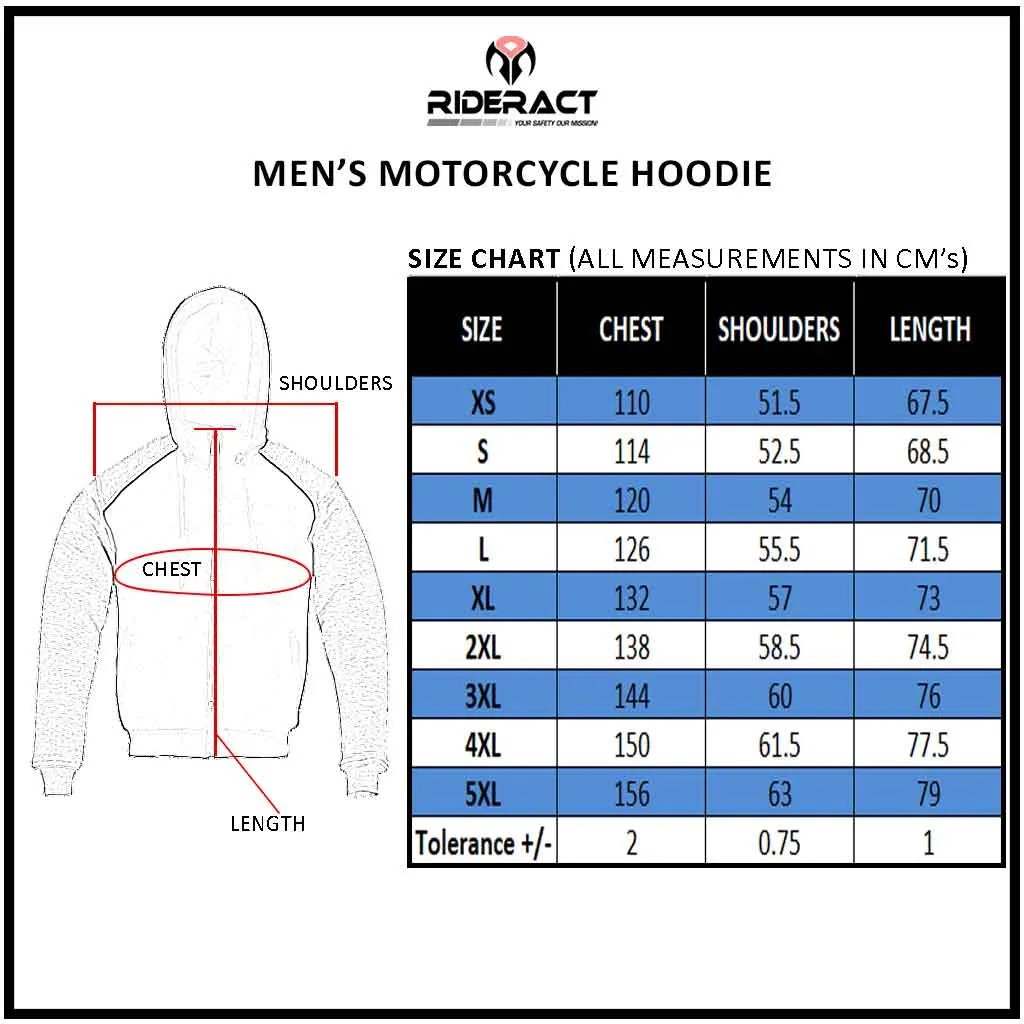 RIDERACT® Mens Motorcycle Hoodie Grey Black Hoodie Warden Reinforced