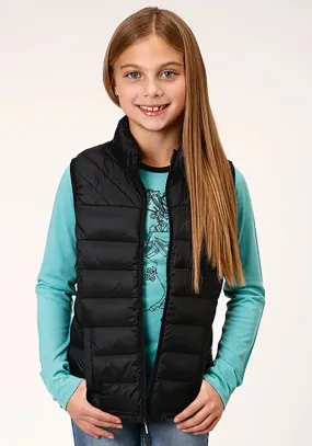 Roper Girl's Lightweight Puffer Vest (Black) - Children's Vest