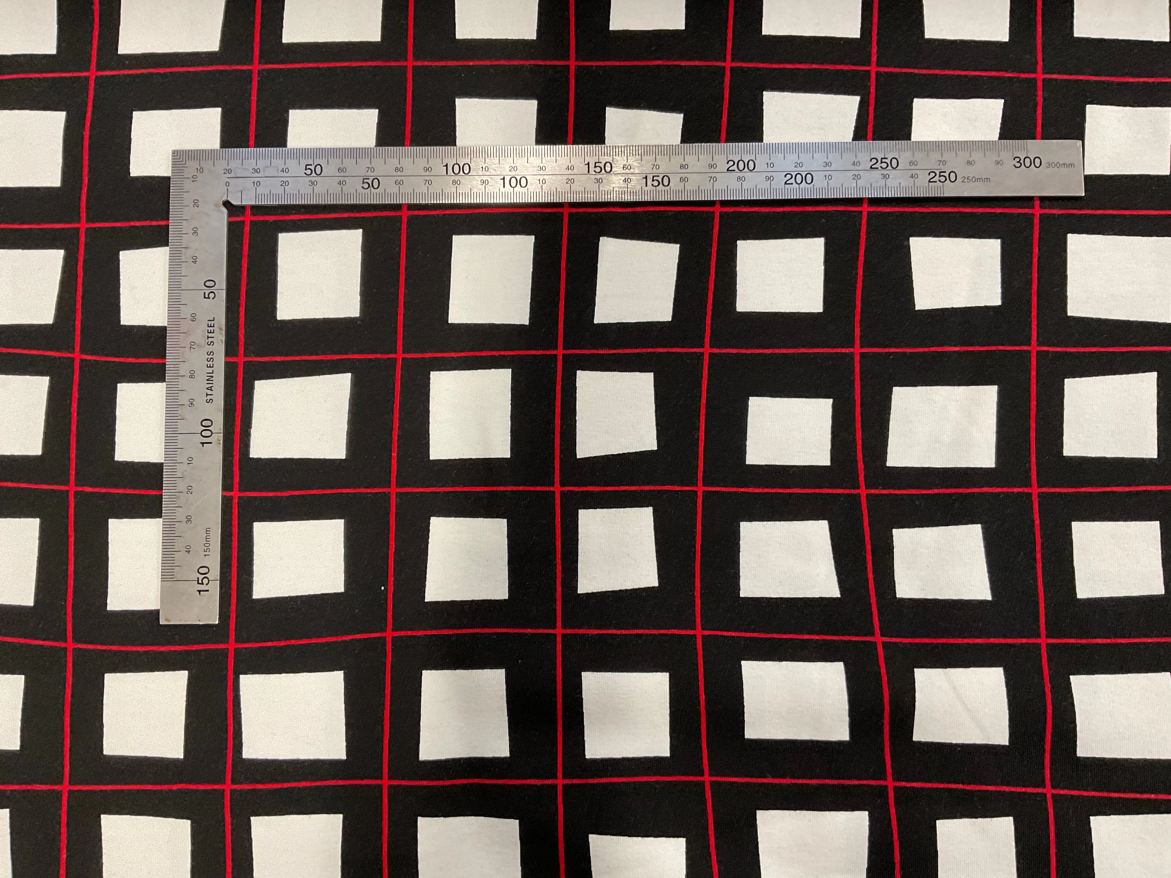 SALE Black, Red and White Squares Cotton Jersey Fabric