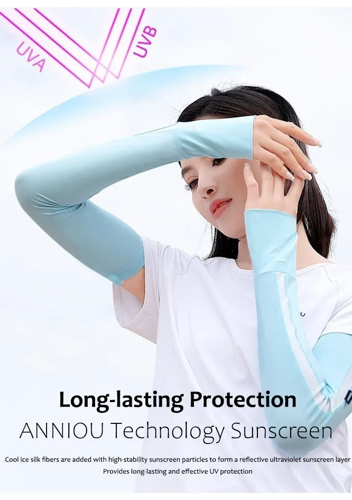 Sidiou Group Fashion Cooling Ice Slik Sleeves Breathable Women's Cycling Running Arm Gloves Summer UPF50 UV Protection Arms Sleeve Men