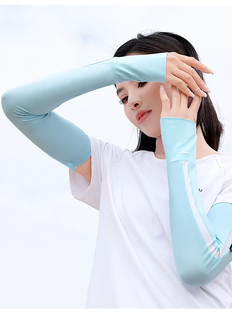 Sidiou Group Fashion Cooling Ice Slik Sleeves Breathable Women's Cycling Running Arm Gloves Summer UPF50 UV Protection Arms Sleeve Men